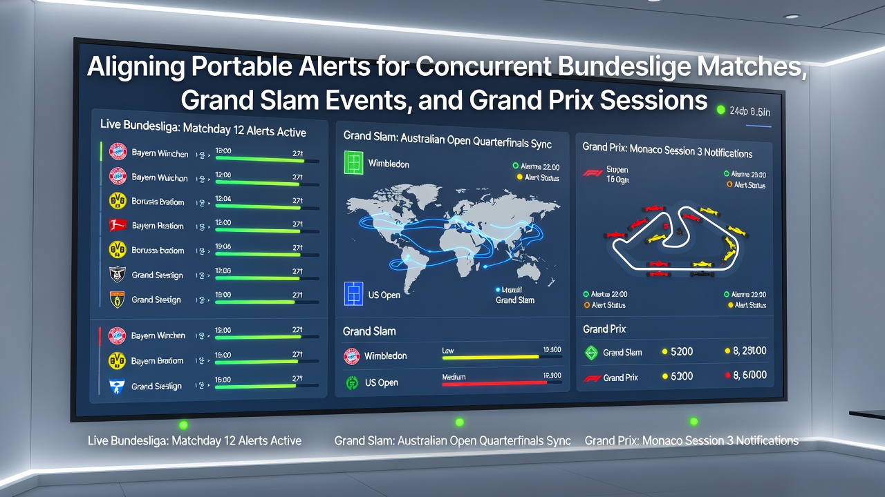 Smartphone und Smartwatch mit Alerts für zeitgleiche Sportveranstaltungen in globalen Zeitzonen