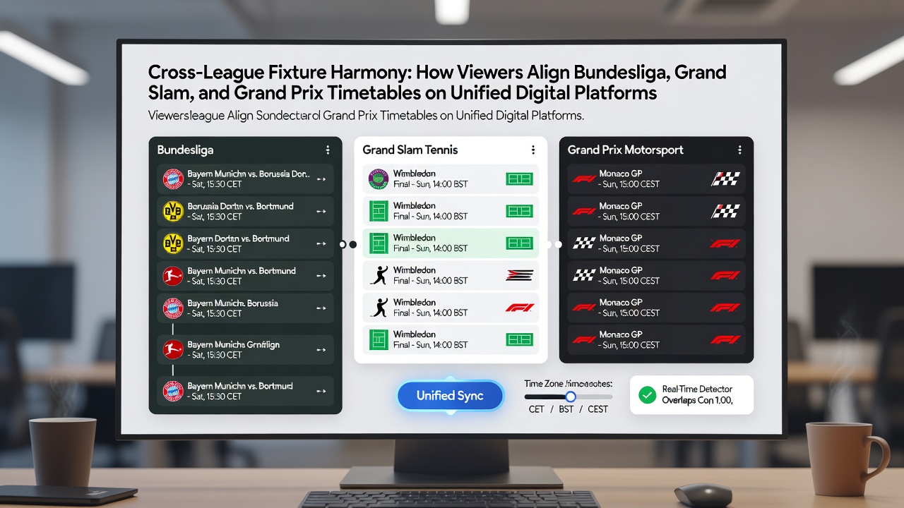 Digitale Plattformen zeigen synchronisierte Zeitpläne für Bundesliga, Grand Slams und Grand Prix
