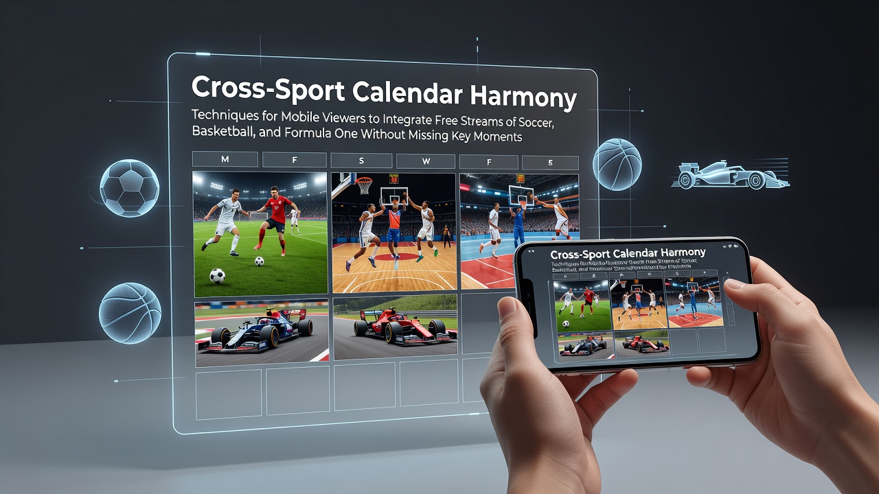 Mobile Ansicht von synchronisierten Sportkalendern mit Fußball-, Basketball- und Formel-1-Terminen auf einem Smartphone