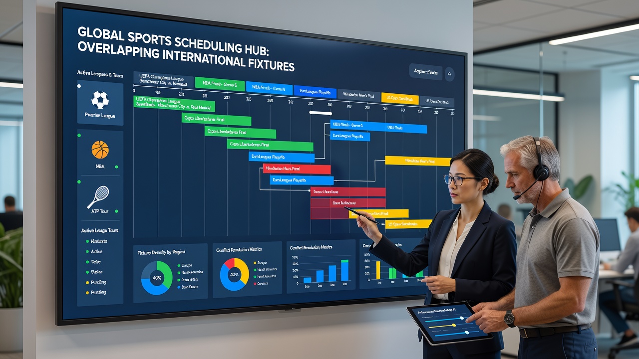 Smartphone-Display mit synchronisierten HD-Streams mehrerer Sportveranstaltungen in einer App