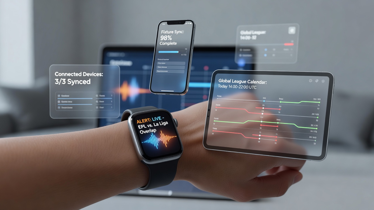 Vernetztes Wearable zeigt synchronisierte Sportbenachrichtigungen für globale Ligatermine