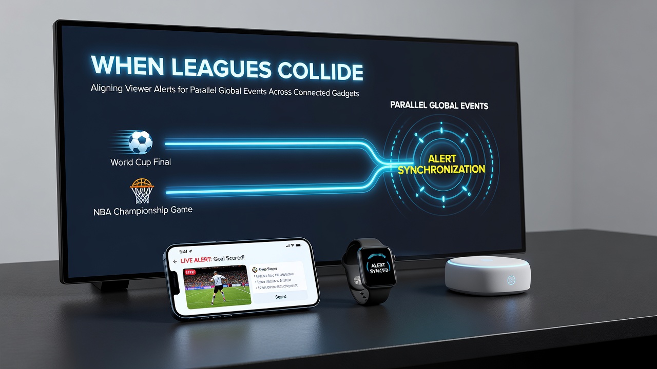 Smartphone und Smartwatch mit synchronisierten Sport-Alerts bei überlappenden Events