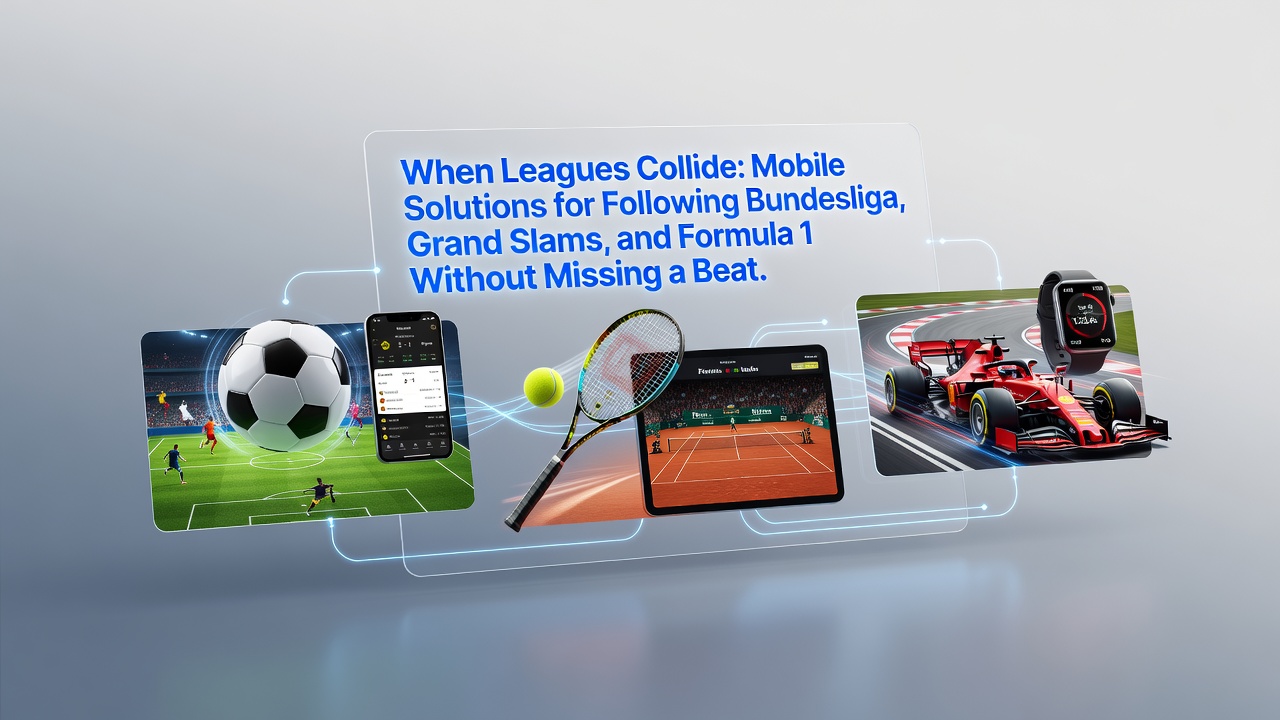 Mobile Geräte zeigen parallele Sportübertragungen von Bundesliga, Grand Slams und Formel 1